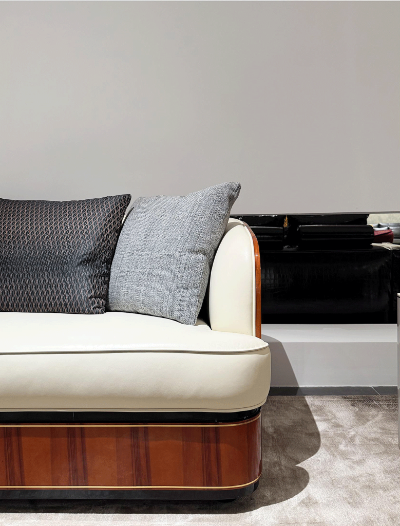 BD-03 Art Deco Leather & Macassar Sofa