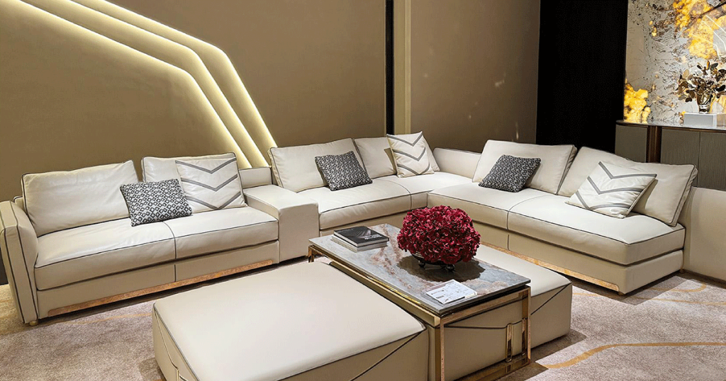 V03 Faceted Leather Sectional