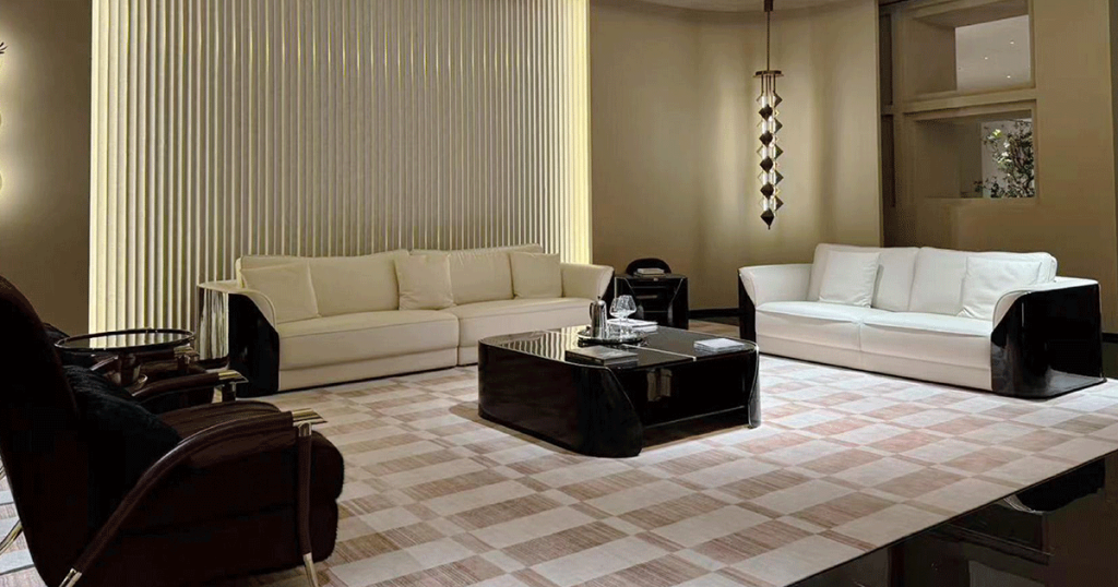 V04 Ivory Leather Studded Sofa