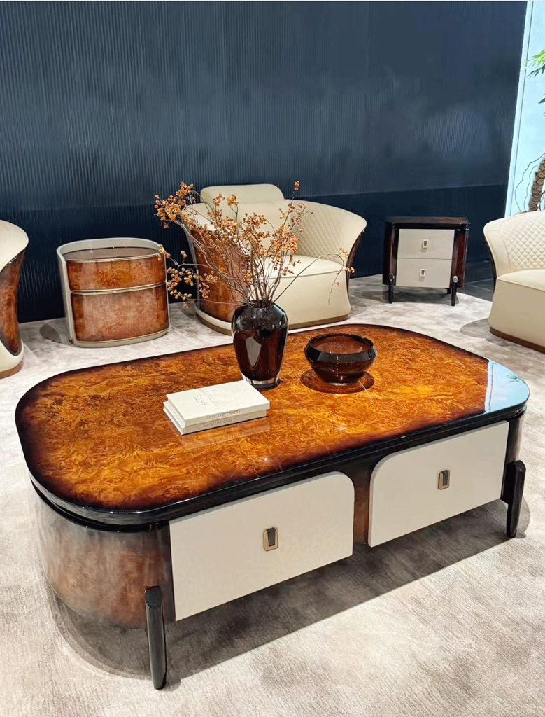 BD-05 Burl Wood Two-Drawer Credenza