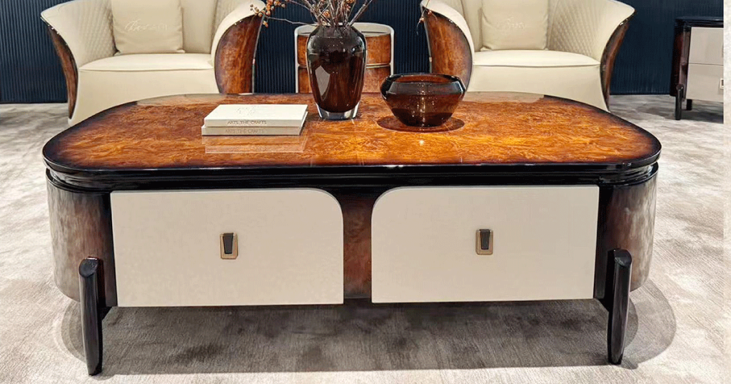BD-05 Burl Wood Two-Drawer Credenza