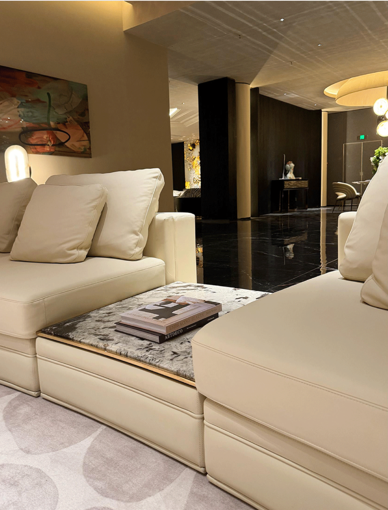 V07 Ivory Circular Geometric Sofa