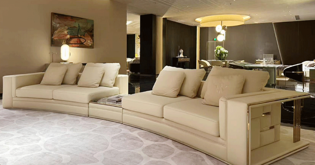 V07 Ivory Circular Geometric Sofa