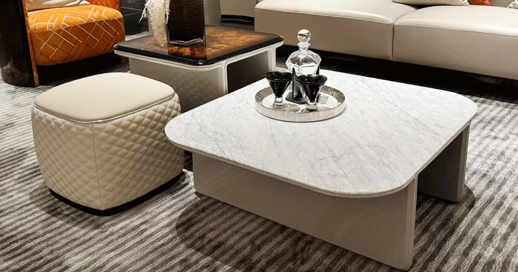 BD-08 Marble & Bronze Coffee Table