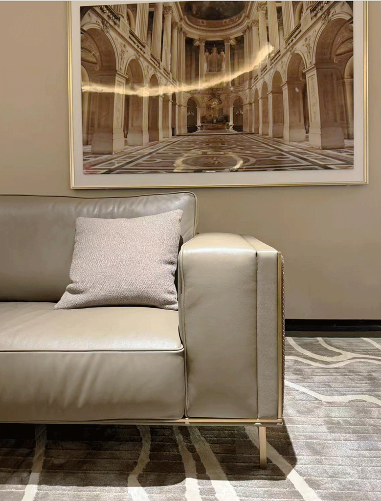 V10 Taupe Leather Loveseat