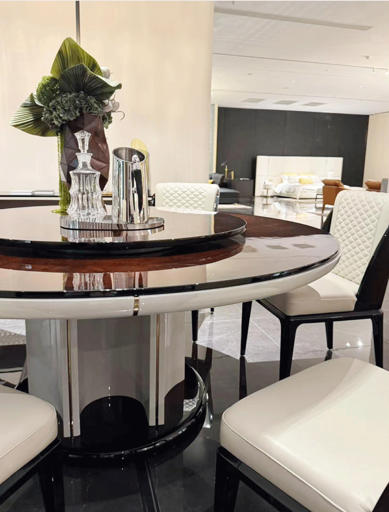 BD-11 Burgundy Marble Round Dining Table