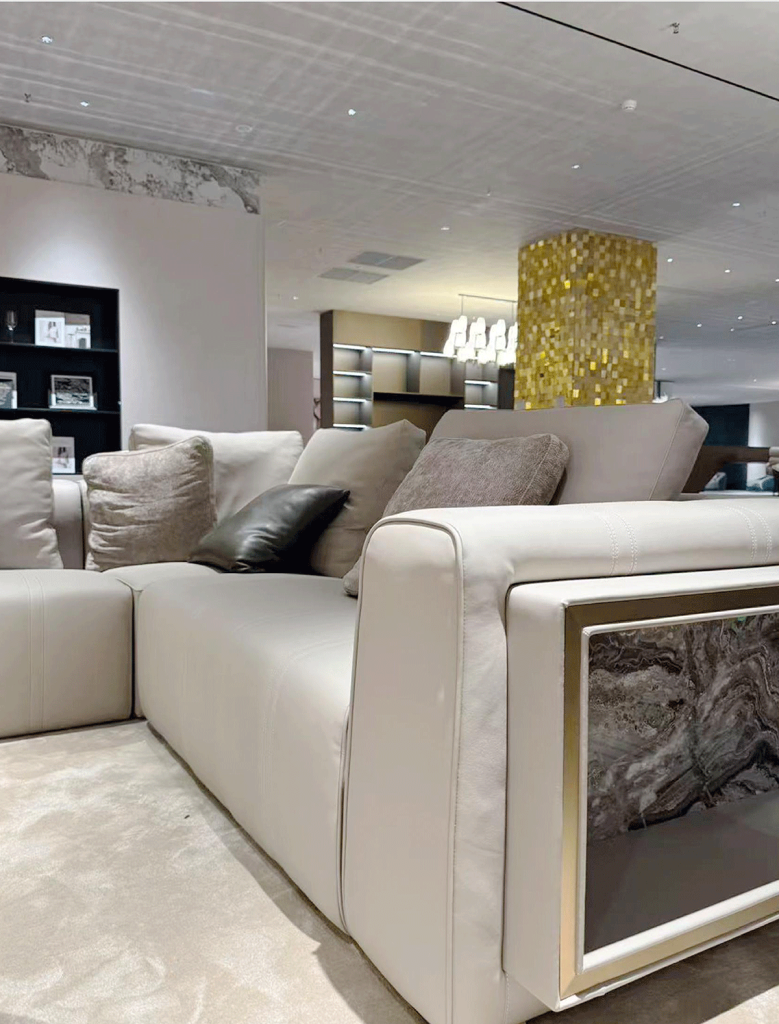 V11 Cream Leather Shelving Sectional
