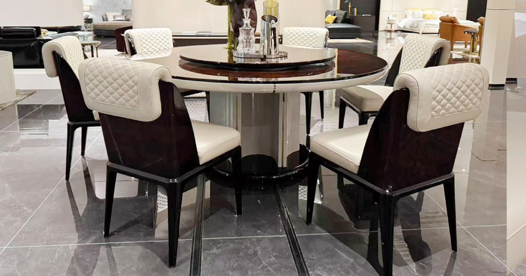 BD-11 Burgundy Marble Round Dining Table