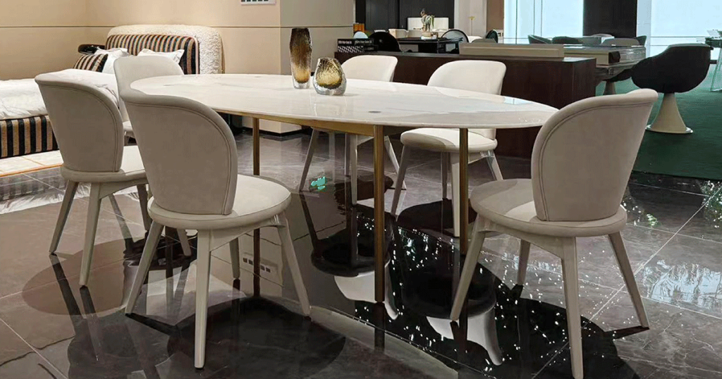 FD10-11 Pink Marble Oval Coffee Table