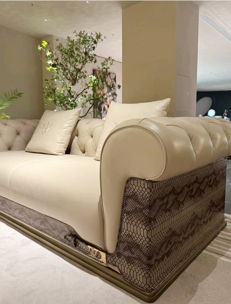 V12 Diamond-Tufted Monogram Sofa