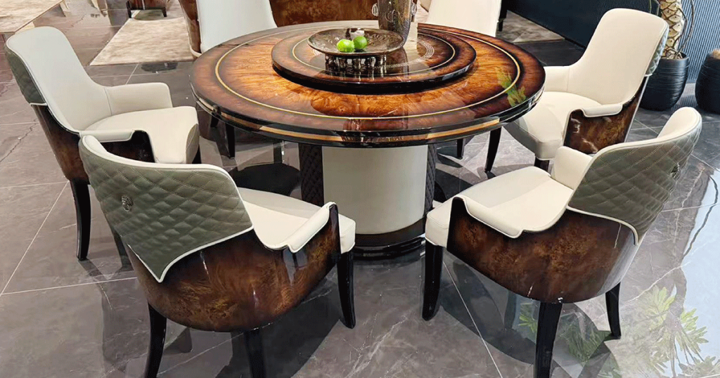 BD-12 Taupe Leather & Burl Armchair