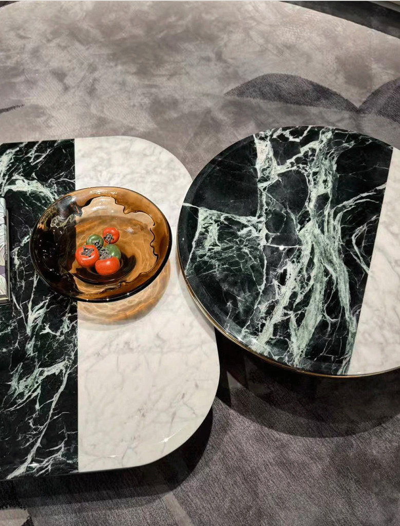 V13 Bi-Colour Marble Nesting Tables