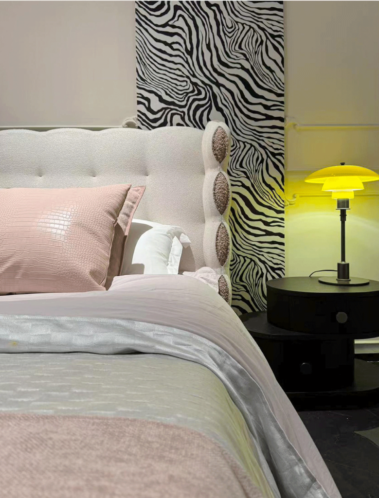FD10-20 Button-Tufted Wing Bed with Scrolled Headboard
