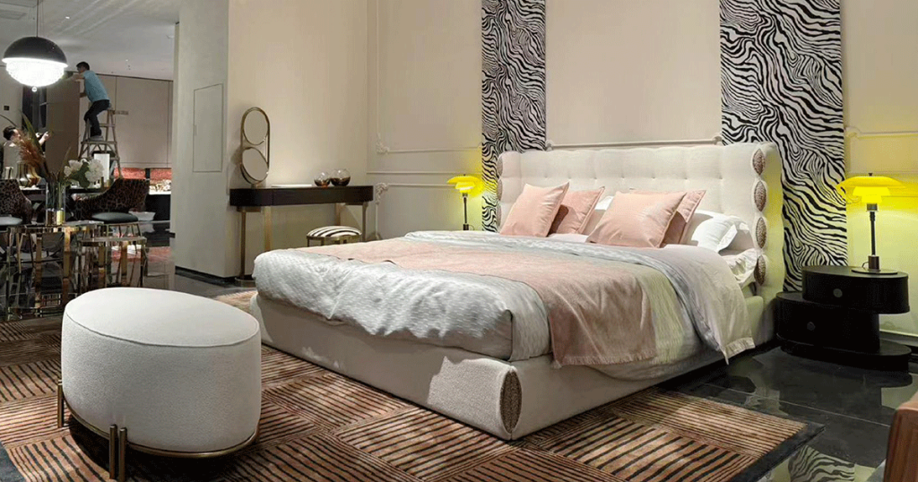 FD10-20 Button-Tufted Wing Bed with Scrolled Headboard