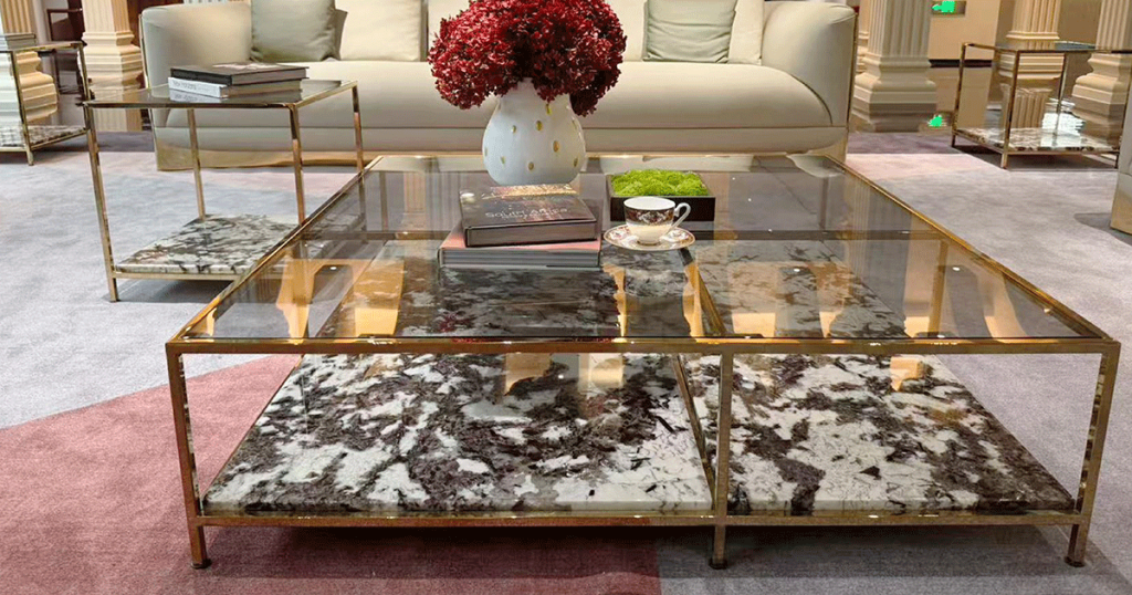 V21 Bronze Frame Marble Coffee Table