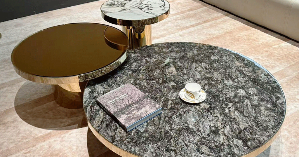 V24 Antique Brass Nesting Round Tables