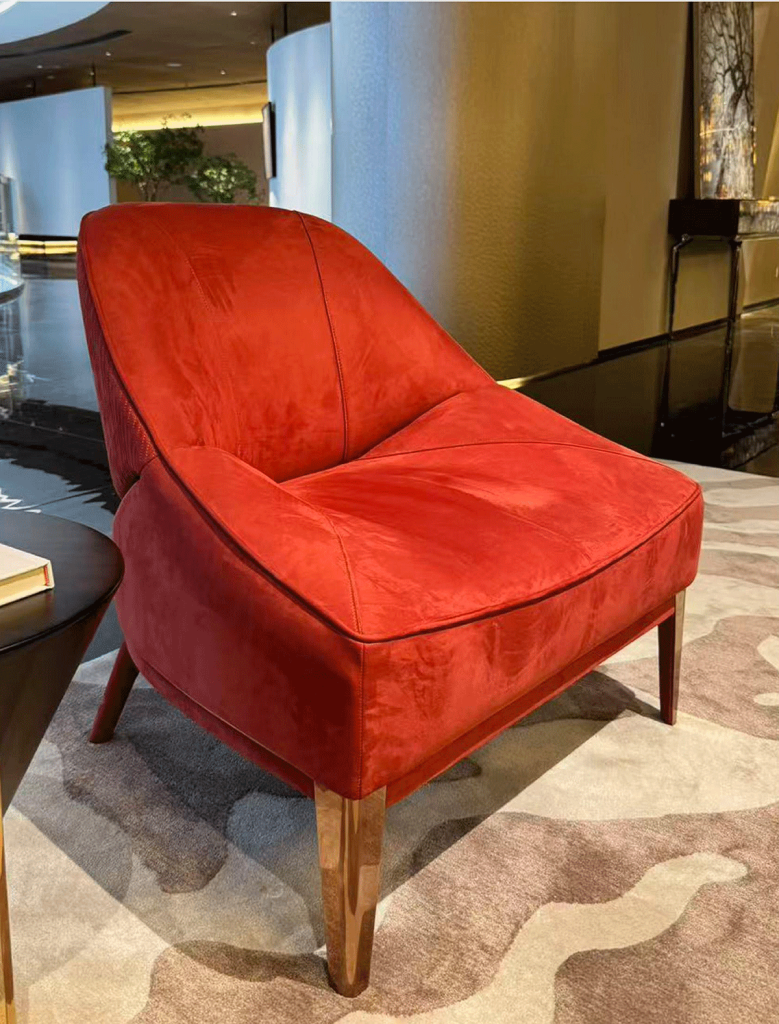 V25 Oxblood Velvet Lounge Chair