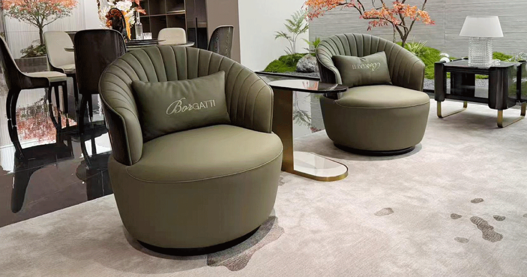 V26 Sky-Blue Velvet & Croc Swivel Chair