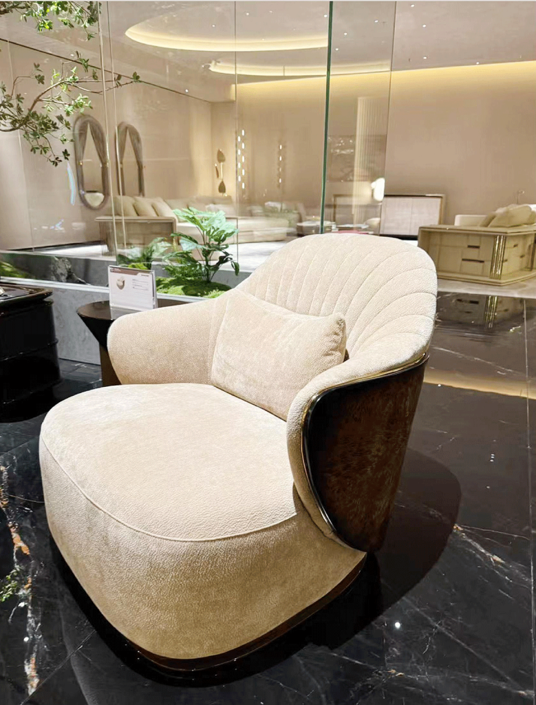 V27 Fan-Quilted Swivel Armchair