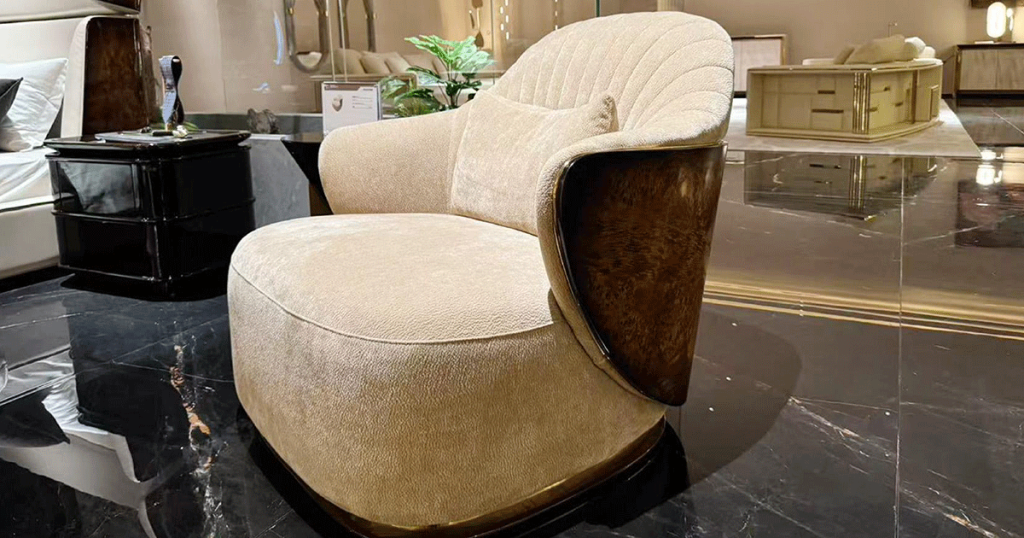 V27 Fan-Quilted Swivel Armchair