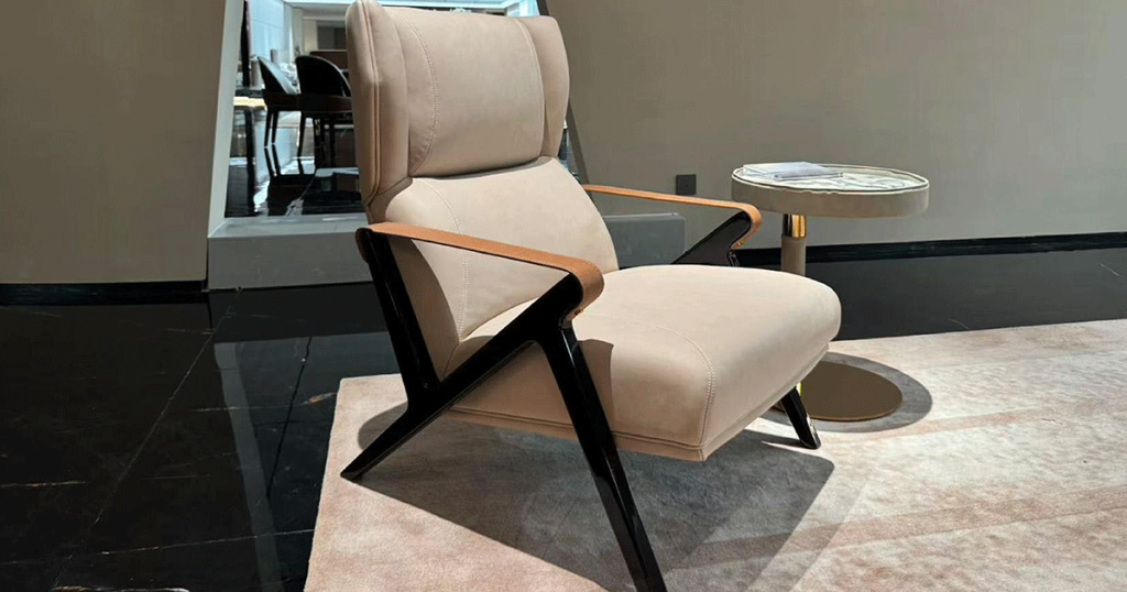 V30 Rust Wool Wingback Lounge Chair