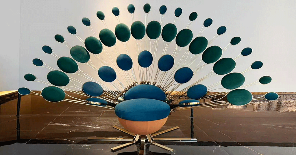 V31 Peacock Velvet & Brass Armchair
