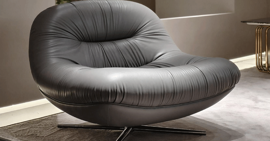 V33 Smoke-Grey Quilted Swivel Chair