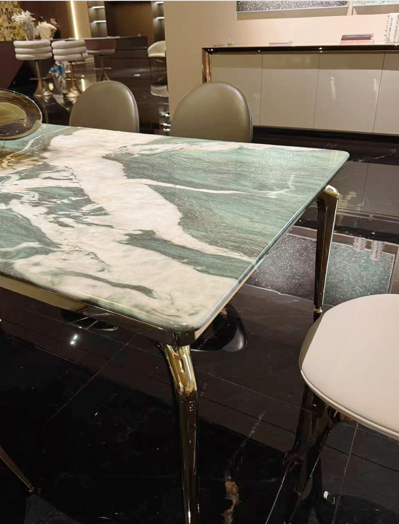 V37 Emerald Marble Cabriole Table