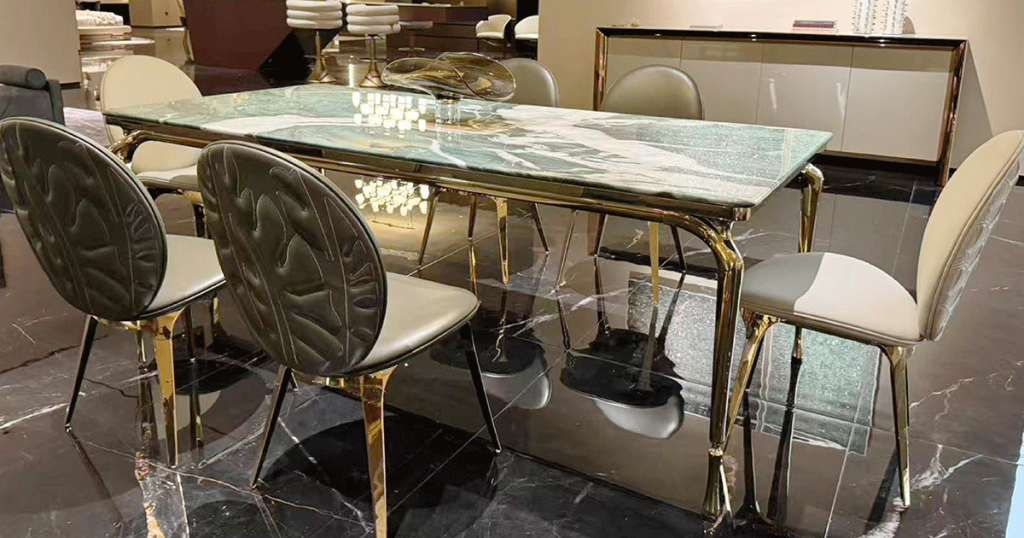 V37 Emerald Marble Cabriole Table