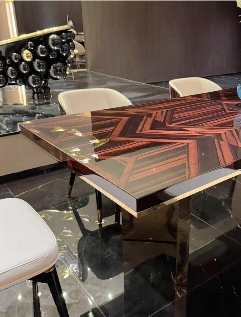 V38 Macassar Marquetry Dining Table