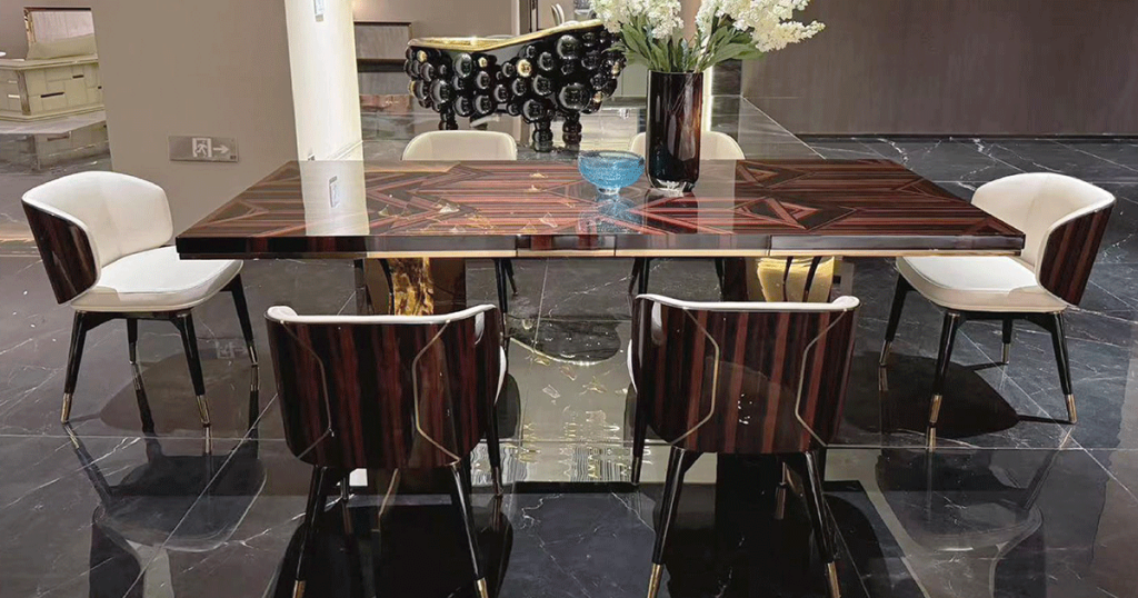 V38 Macassar Marquetry Dining Table