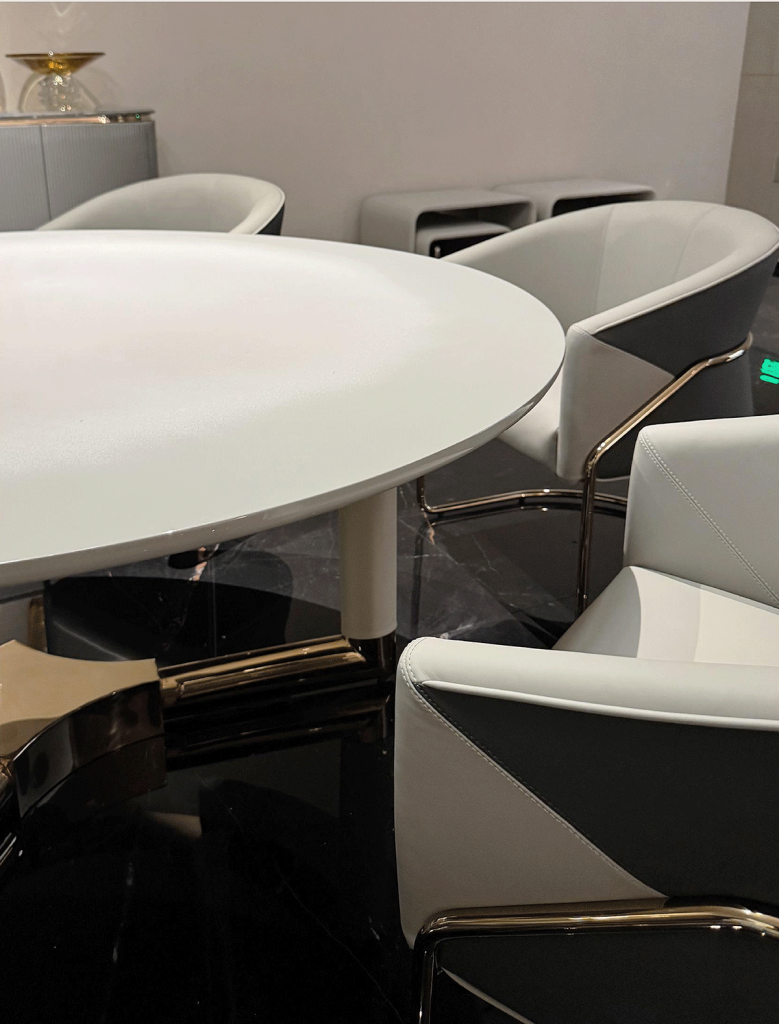 V39 Segmented Marble Round Dining Table