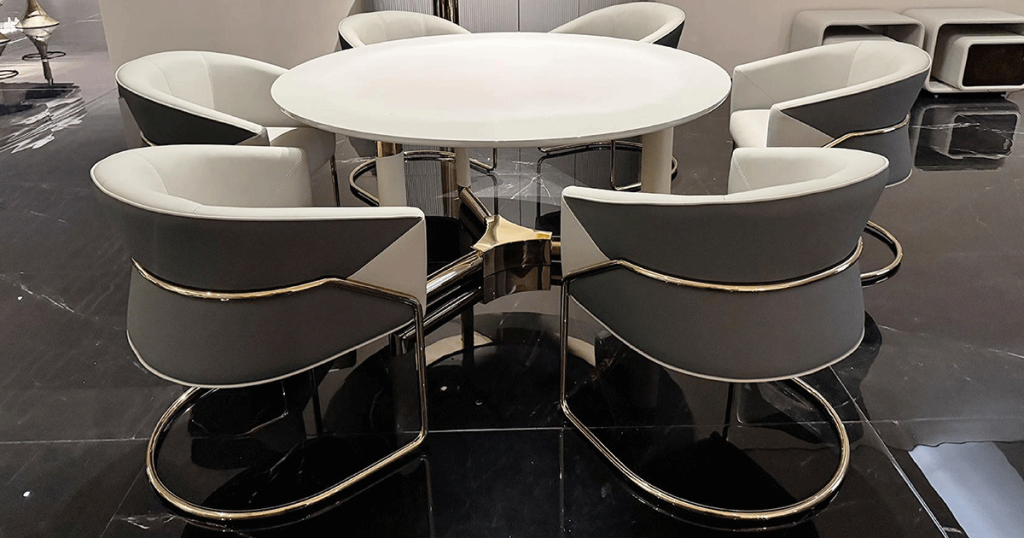 V39 Segmented Marble Round Dining Table