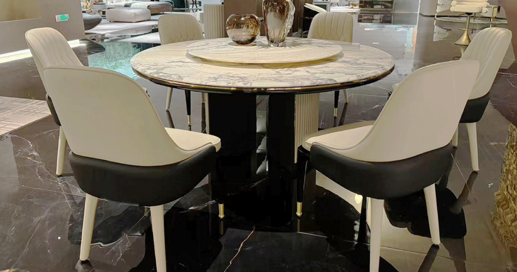 V40 Ribbed Pedestal Round Dining Table