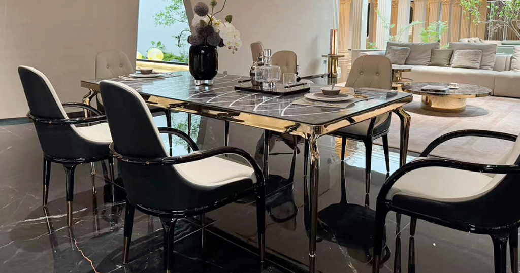 V41 Nero Marquina Ring-Inlay Table