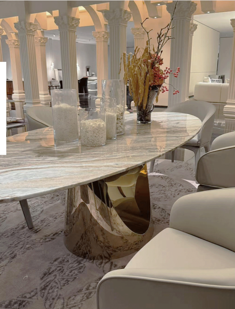 V42 Onyx Oval Sculptural Dining Table