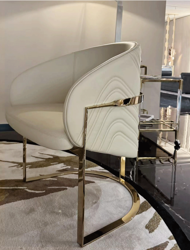 V44 Topographic Leather & Brass Chair