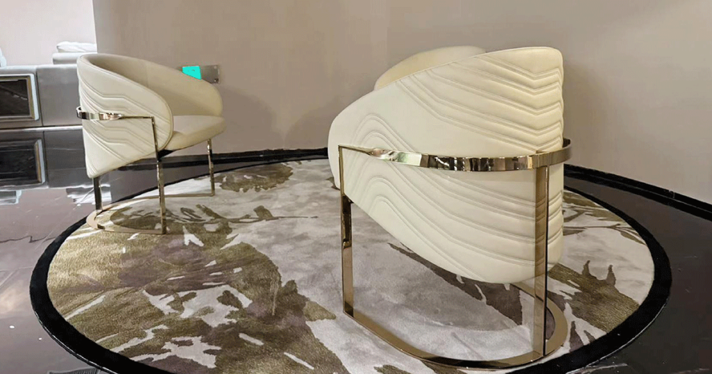 V44 Topographic Leather & Brass Chair