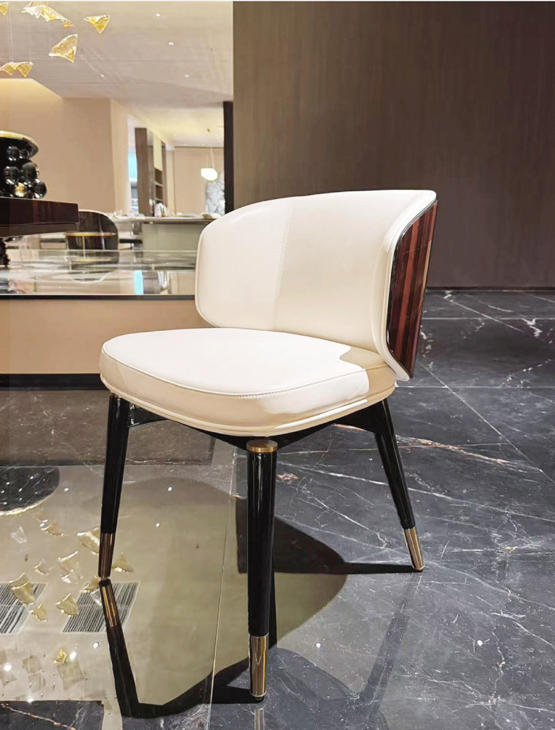 V48 Cream Barrel-Back Leather Chair