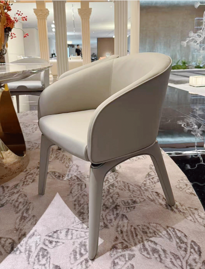 V50 Greige Leather Tub Armchair