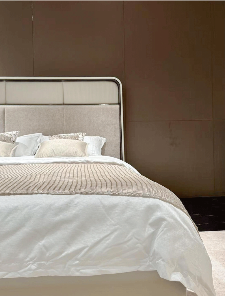 V57 Leather & Burl Bedroom Suite