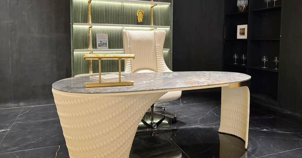 V61 Ivory Channel-Tufted Executive Chair