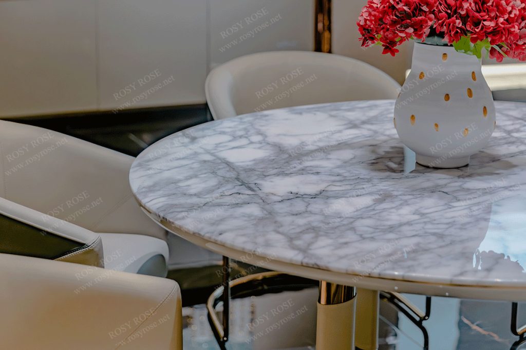 Magnolia Majestic Round-Marble Dining Suite