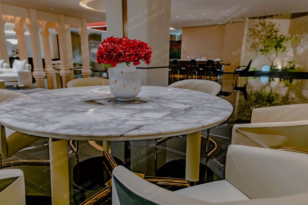 Magnolia Majestic Round-Marble Dining Suite