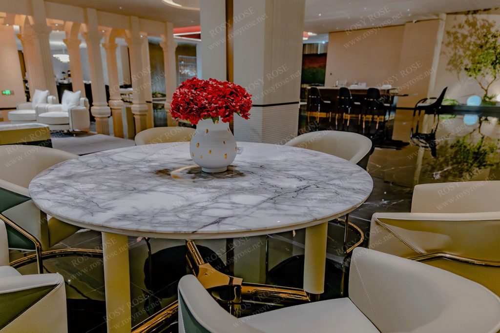 Magnolia Majestic Round-Marble Dining Suite