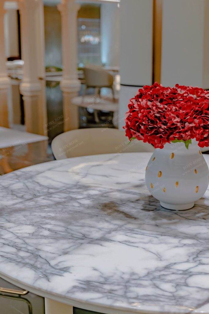 Magnolia Majestic Round-Marble Dining Suite