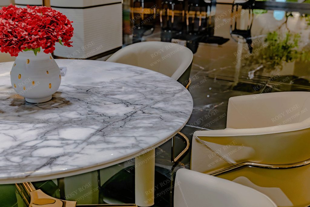 Magnolia Majestic Round-Marble Dining Suite